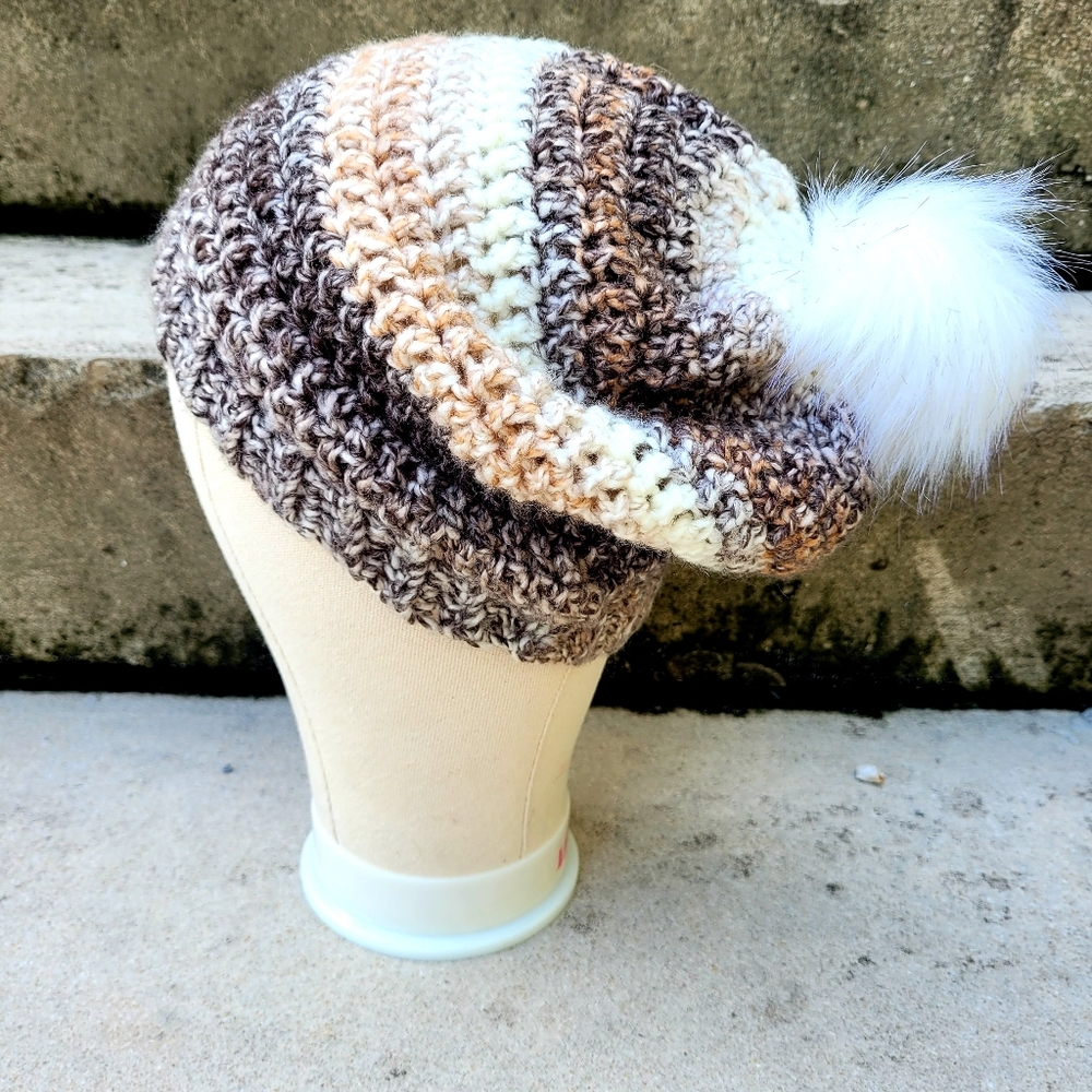 Crochet Saggy Hat With pompom